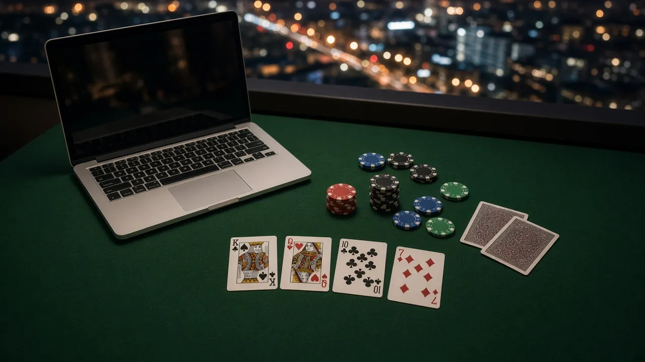 Poker site Mongolia — карт, chip, laptop