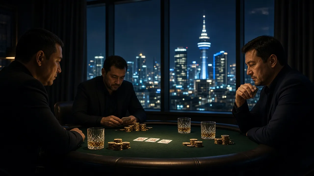 Downtown Sukhbaatar — poker table at night
